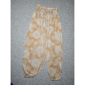Lotus and Luna Havana Harem Pants Joggers Orange Cream Medium Flowy 100% Rayon